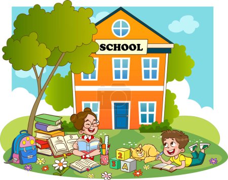 Illustration for Happy children on school illustration - Royalty Free Image