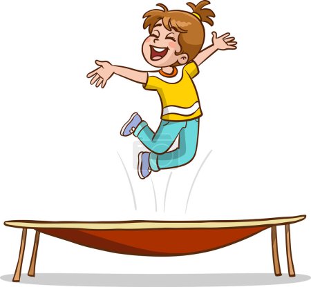 Illustration for Kids jumping on trampoline cartoon vector - Royalty Free Image