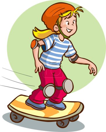 niños skateboarding ilustración vector de dibujos animados 