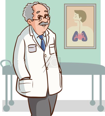 Illustration for Professional doctor illustration wearing stethoscope  cartoon vector - Royalty Free Image
