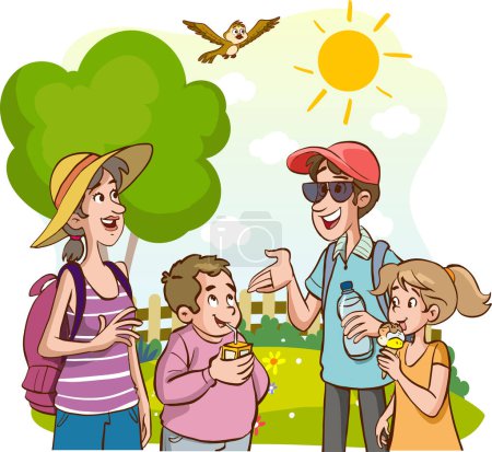 Illustration for Happy family on a warm sunny day - Royalty Free Image