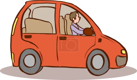 Illustration for Man driving of cartoon vector - Royalty Free Image