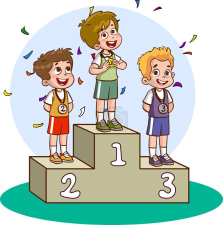 Illustration for Medal ceremony for athletes cartoon vector - Royalty Free Image