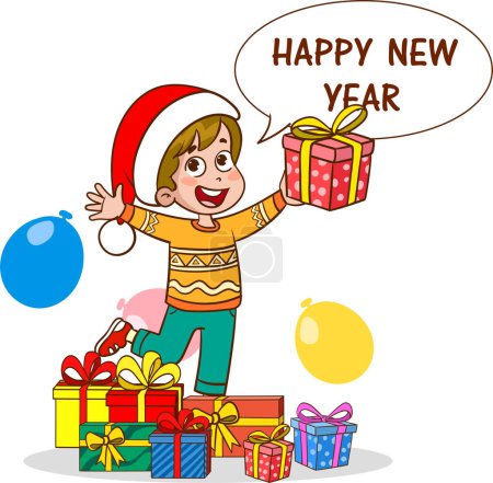 Illustration for Children Celebrating New Year And Christmas - Royalty Free Image