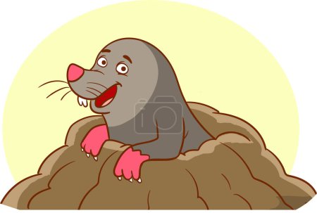 Illustration for Cartoon mole come out of the hole.vector illustration - Royalty Free Image