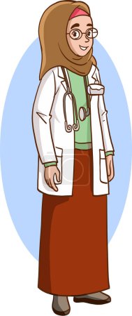 Téléchargez les illustrations : Illustration vectorielle du médecin féminin dans le hijab - en licence libre de droit