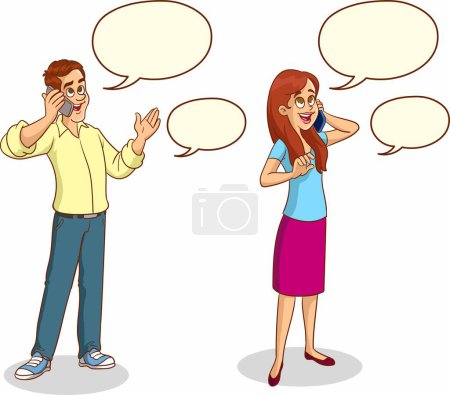 Illustration for People talking on the phone- - Royalty Free Image
