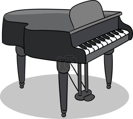 Téléchargez les illustrations : Piano à queue de couleur noire et grise - en licence libre de droit