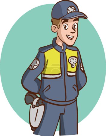 Téléchargez les illustrations : Dessin animé vectoriel d'un policier - en licence libre de droit