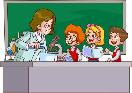 Illustration for Cartoon scene of a teacher in the classroom - Royalty Free Image