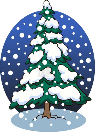Illustration for Snowy pine tree cartoon vector - Royalty Free Image
