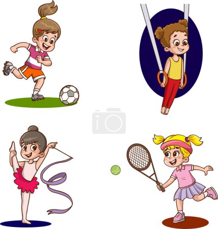 Ilustración vectorial de niños haciendo deporte
