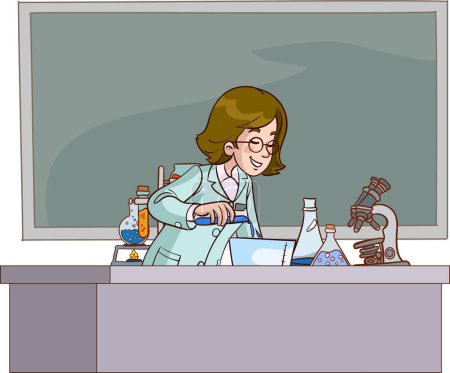 Téléchargez les illustrations : Femme scientifique en laboratoire - en licence libre de droit