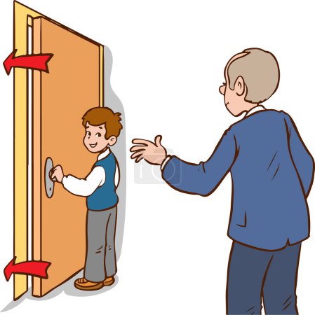 Illustration for Student closing the door cartoon vector - Royalty Free Image