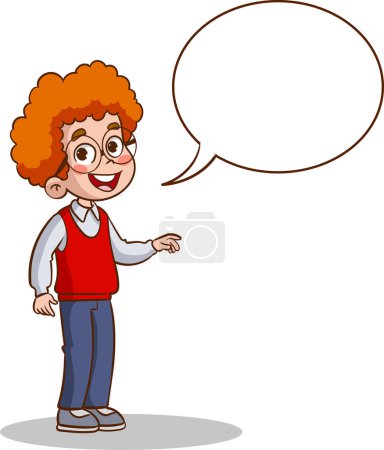 Ilustración de Lindo inteligente niños pequeños hablar con globo chat - Imagen libre de derechos