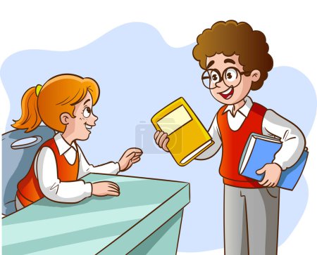 Illustration for Illustration of a young couple in school uniform - Royalty Free Image