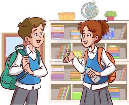 Illustration for Two school kids cartoon - Royalty Free Image