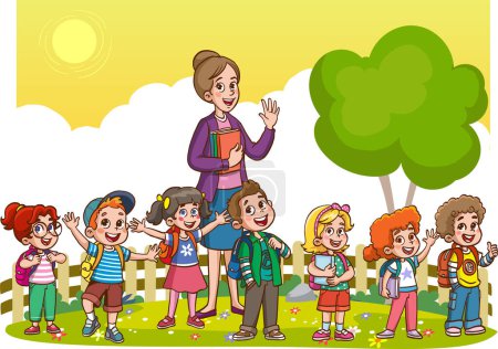 Illustration for Group of children in the park illustration - Royalty Free Image