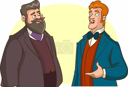 Ilustración de Dos hombres hablando. Reunión de amigos o compañeros de trabajo. Ilustración de vector - Imagen libre de derechos