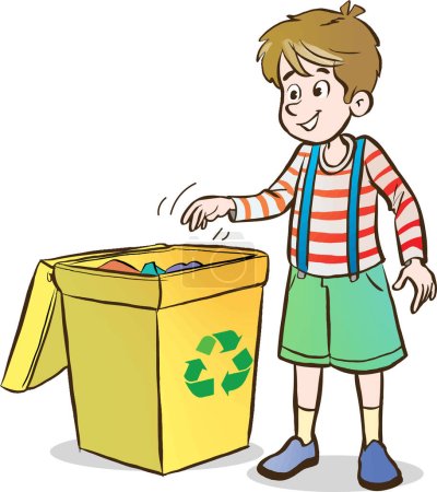 Illustration for Cute boy throwing rubbish illustration - Royalty Free Image