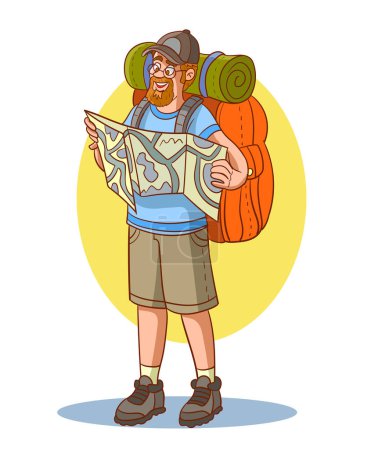 Téléchargez les illustrations : Touriste part en vacances avec valise - en licence libre de droit