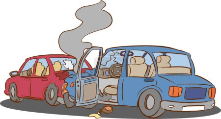 Illustration for Traffic accident, emergency situation. Car crash cartoon vector illustration. - Royalty Free Image