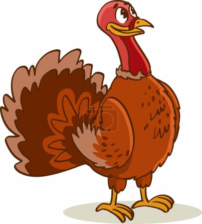 Illustration for Thanksgiving Turkey Bird Cartoon Mascot Character. Vector Illustration Flat Design Isolated On White Background - Royalty Free Image