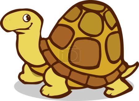 Téléchargez les illustrations : Heureux tortue marche dessin animé vecteur - en licence libre de droit