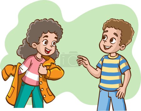 Ilustración de Ilustración vectorial de dos niños hablando - Imagen libre de derechos