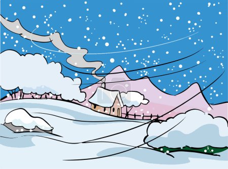 Illustration for Snowfall and winter landscape vector illustration - Royalty Free Image