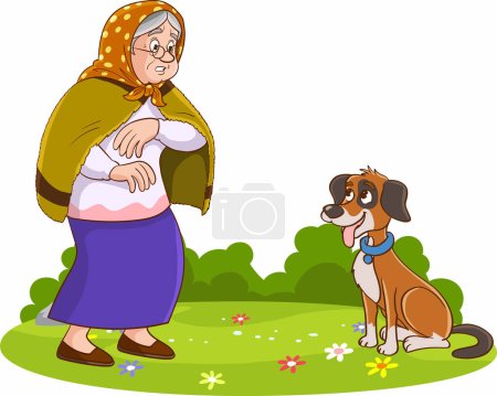 Illustration for Woman afraid of dogs - Royalty Free Image