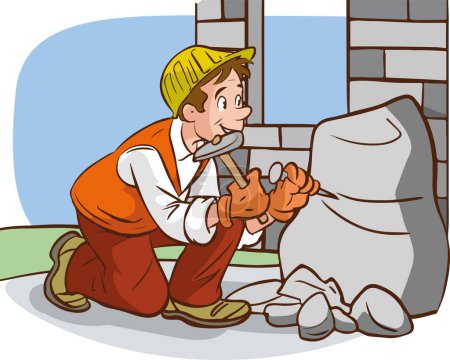 Ilustración de Trabajador de la construcción ilustración vector de dibujos animados - Imagen libre de derechos