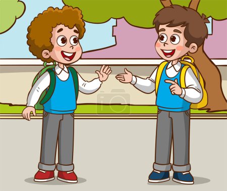 Illustration for A group of students kids talking cartoon vector - Royalty Free Image
