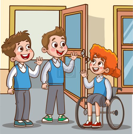 Illustration for A group of students kids talking cartoon vector - Royalty Free Image