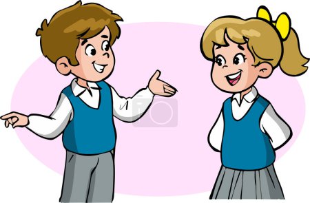Illustration for Standing speaking students cartoon vector - Royalty Free Image
