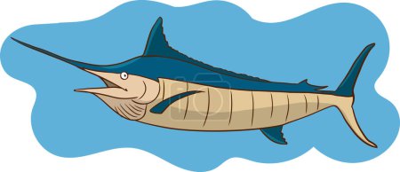 Illustration for Illustration of a blue marlin fish on a white background. - Royalty Free Image