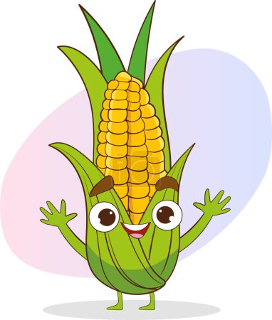 Ilustración de Lindo personaje de maíz vector de dibujos animados - Imagen libre de derechos