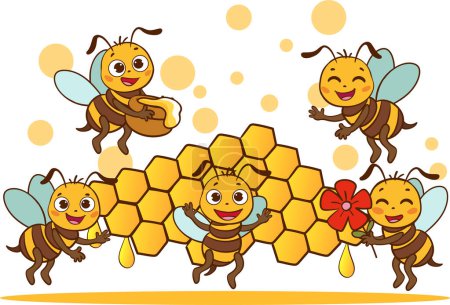 Illustration for Cartoon Illustration Of Cute Bees - Royalty Free Image
