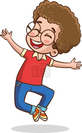 Illustration for Cute little kid jump and feel happy - Royalty Free Image