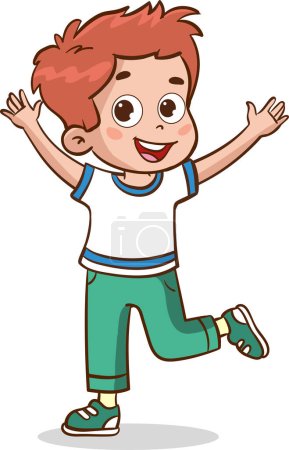 Illustration for Cute little kid jump and feel happy - Royalty Free Image