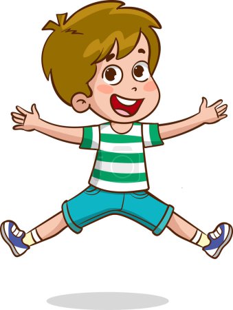 Ilustración de Lindo niño pequeño saltar y sentirse feliz - Imagen libre de derechos