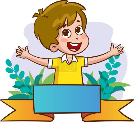 Illustration for Cute little kids with a banner vector - Royalty Free Image