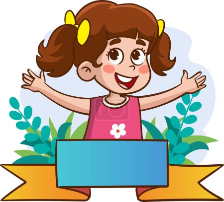Illustration for Cute little kids with a banner vector - Royalty Free Image