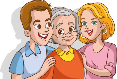 Illustration for Grandmother and young grandchildren vector - Royalty Free Image