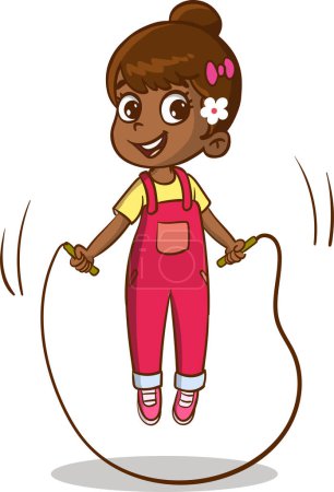 Illustration for Happy cute kid boy play jump rope - Royalty Free Image