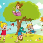 Template For Happy Children's Day cartoon vector