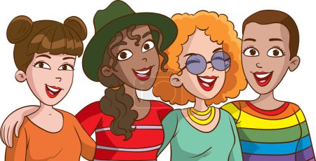 Illustration for Potrait of group multiculturel woman together feminist - Royalty Free Image