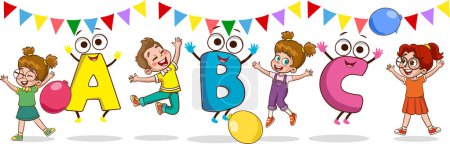 Illustration for Vector Illustration Of Kids And Alphabet Characters - Royalty Free Image