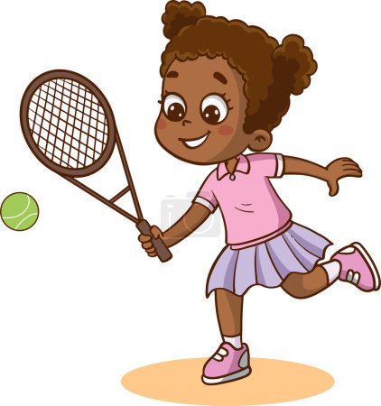 Illustration for Girl playing tennis cartoon vector - Royalty Free Image