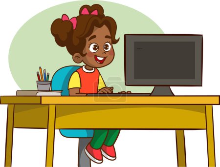Illustration for Girl studying at desk vector - Royalty Free Image